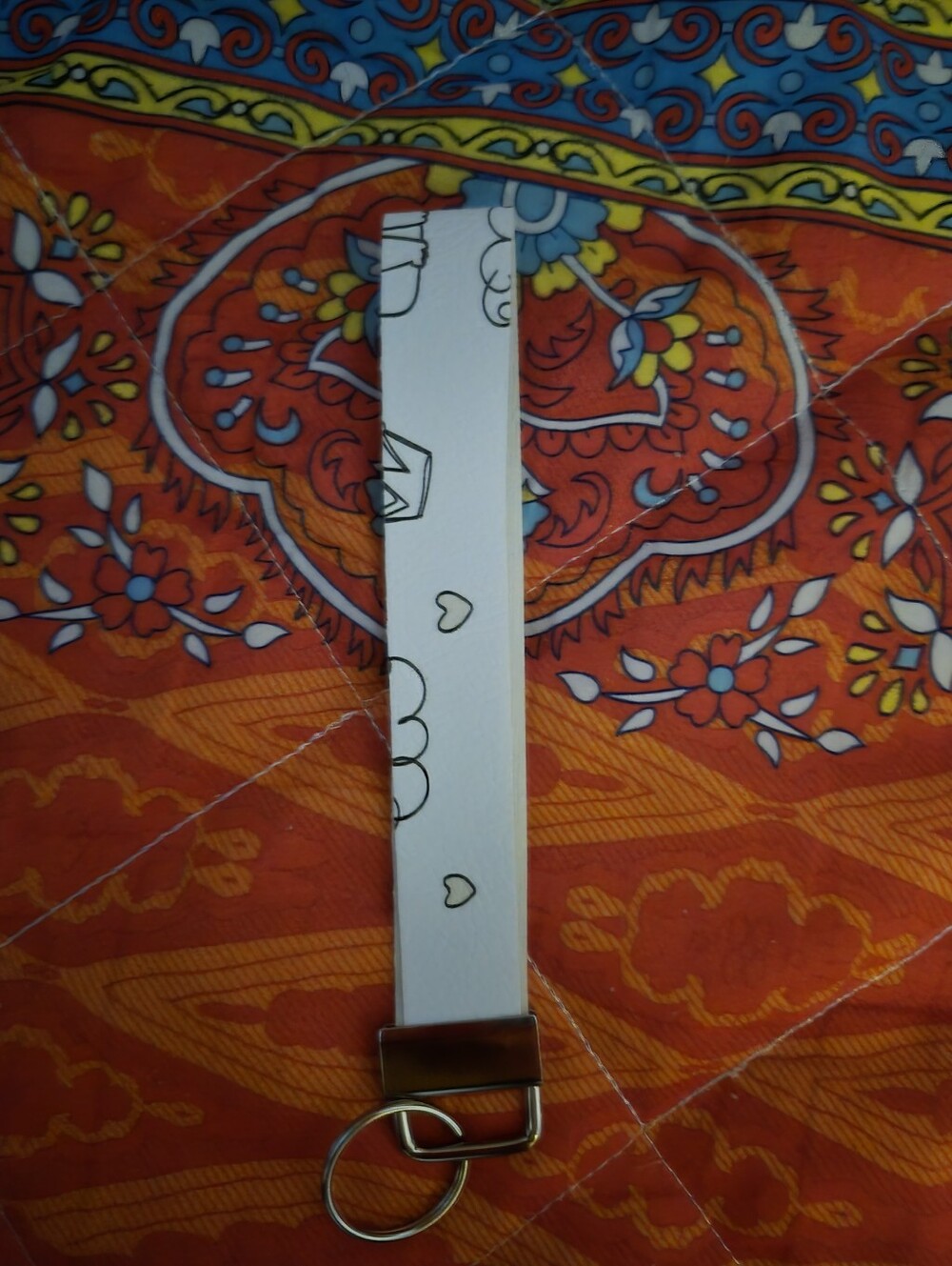 White Patterned Wrist Key Fob - Home Accents